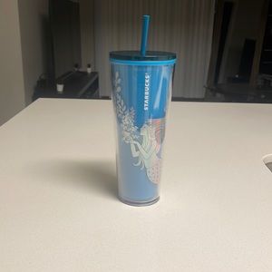 Blue holographic mermaid Starbucks cup
